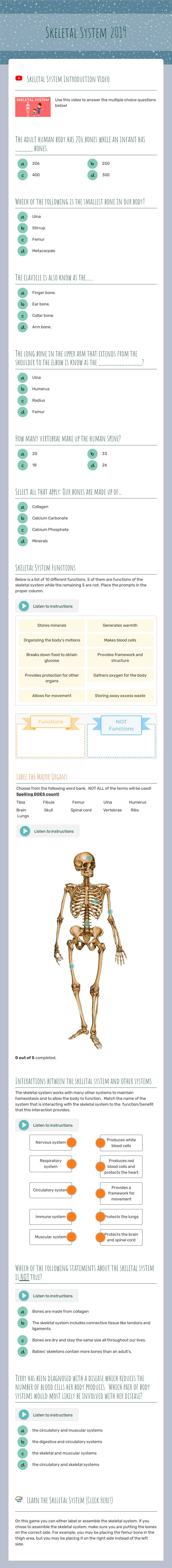 Skeletal System
2019 worksheet preview image