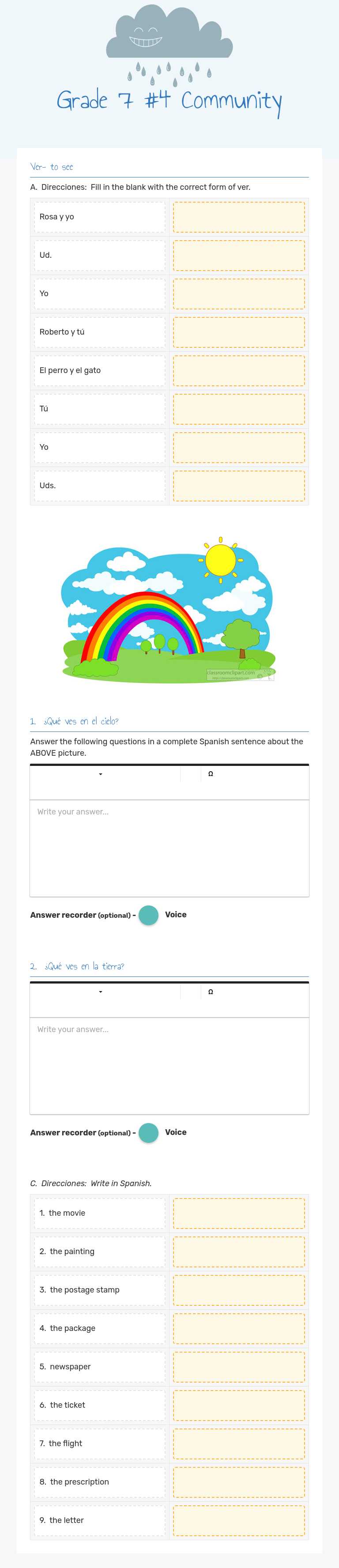 Grade 7 #4 Community worksheet preview image