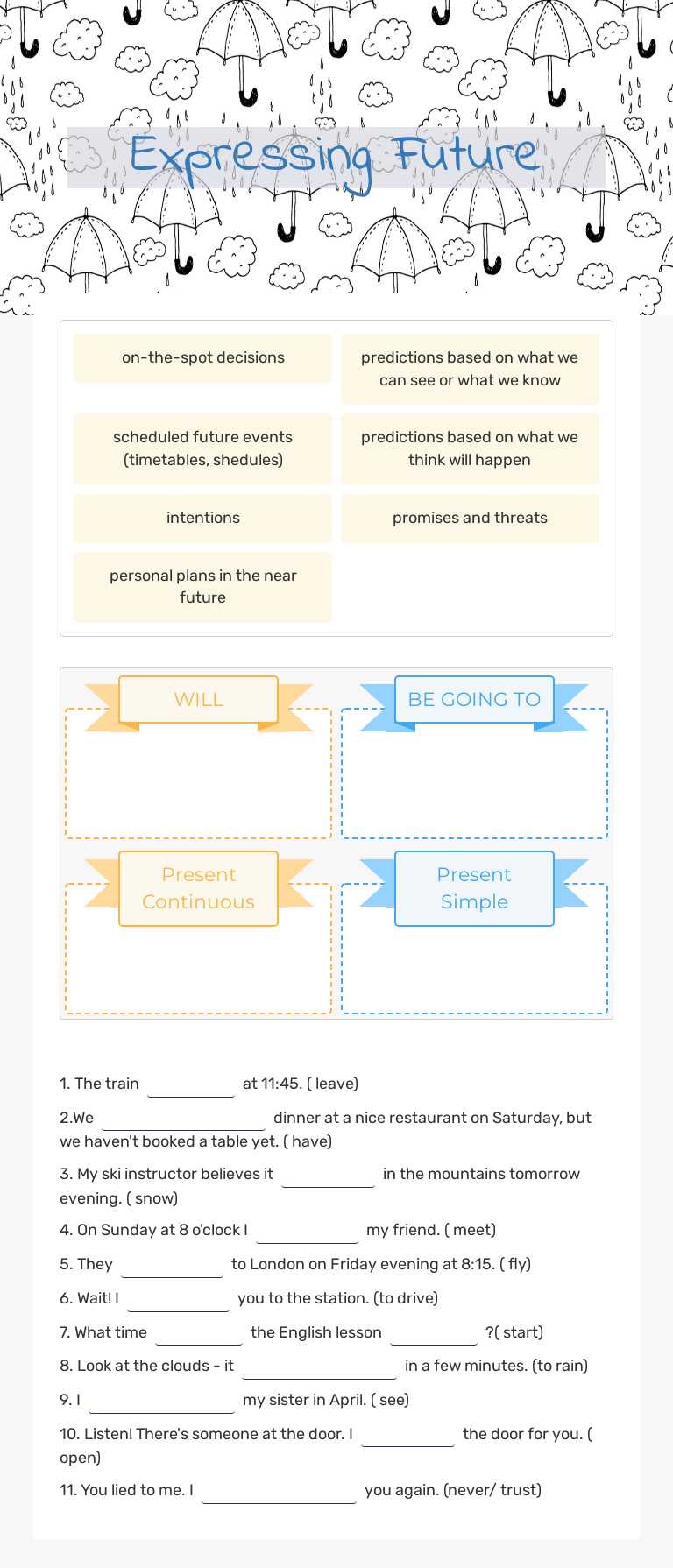 Expressing Future worksheet preview image