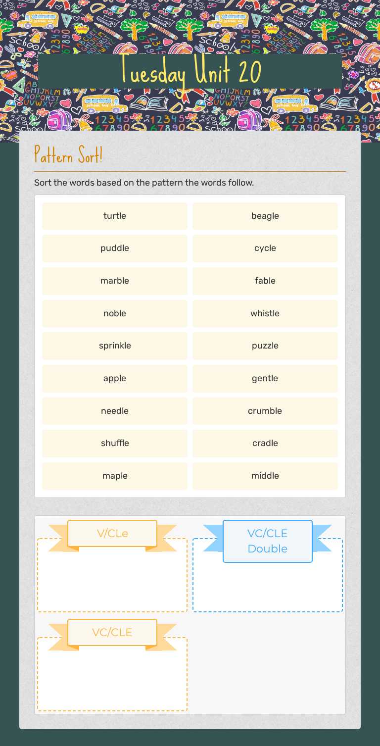 Tuesday 
Unit 20 worksheet preview image