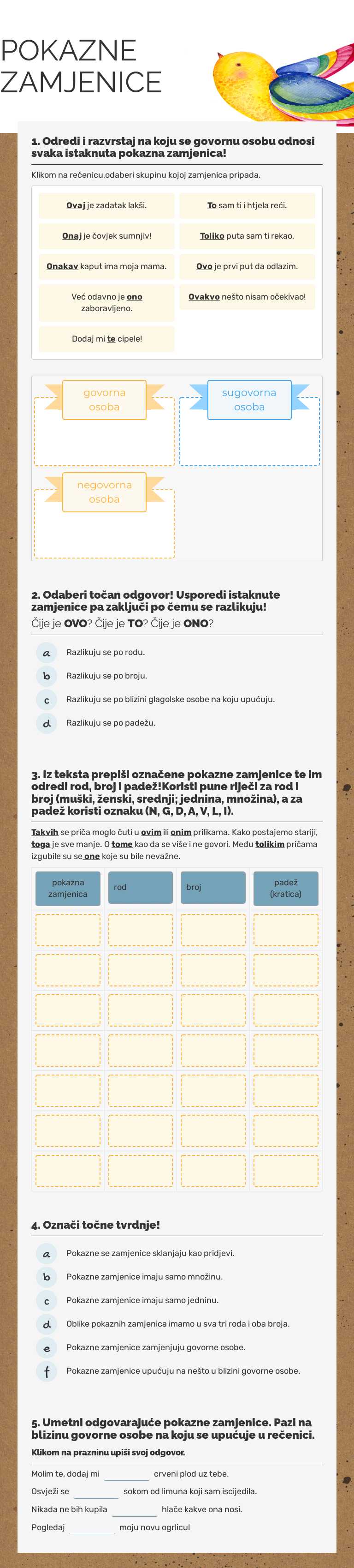 POKAZNE ZAMJENICE worksheet preview image