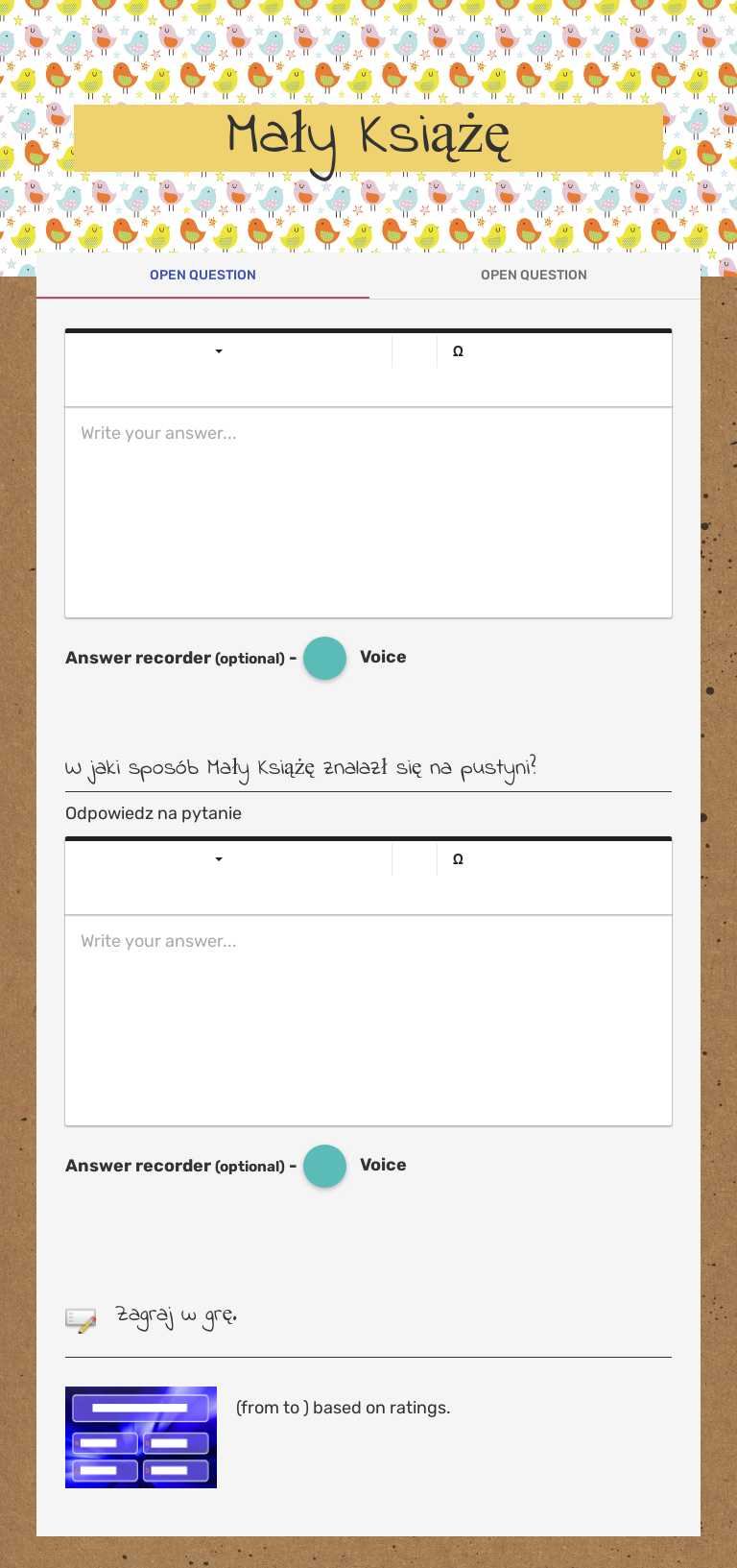 Mały Książę worksheet preview image