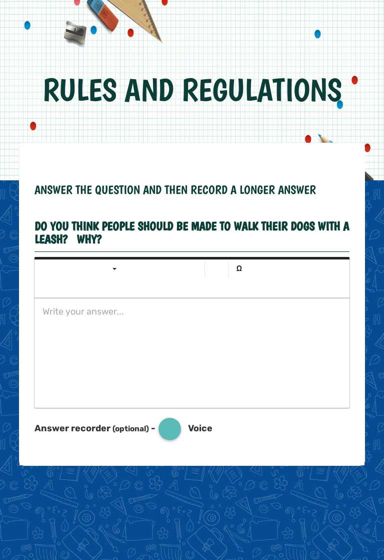 RULES AND REGULATIONS worksheet preview image