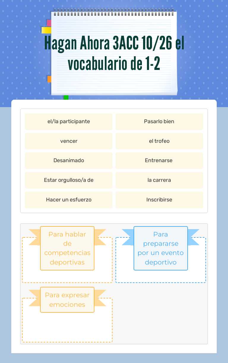 Hagan Ahora  3ACC  10/26       el vocabulario de 1-2 Grade 10 worksheet preview