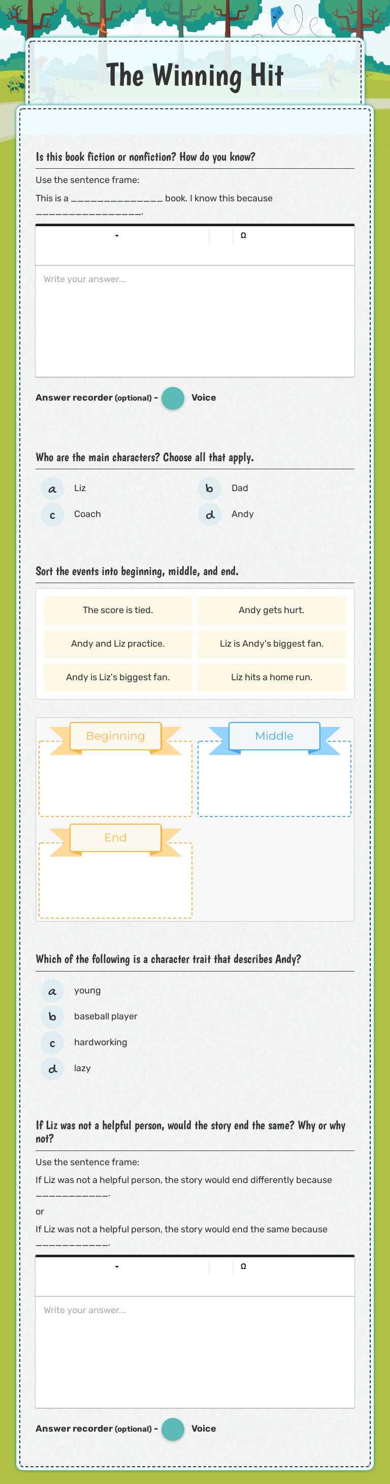The Winning Hit worksheet preview image