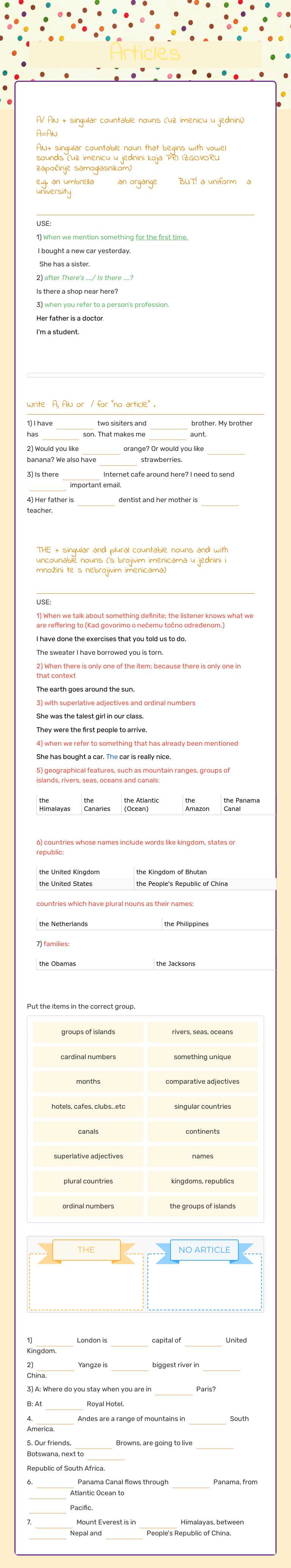 Articles Grade 8 worksheet preview
