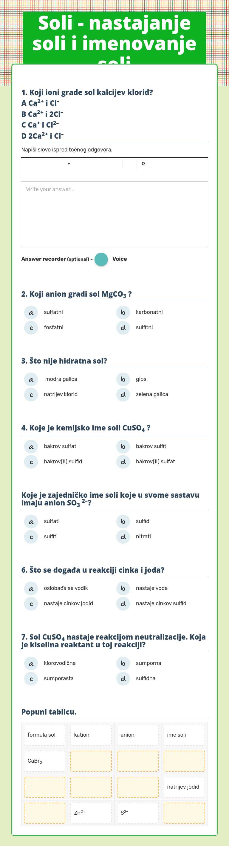 Soli - nastajanje soli i imenovanje soli worksheet preview image