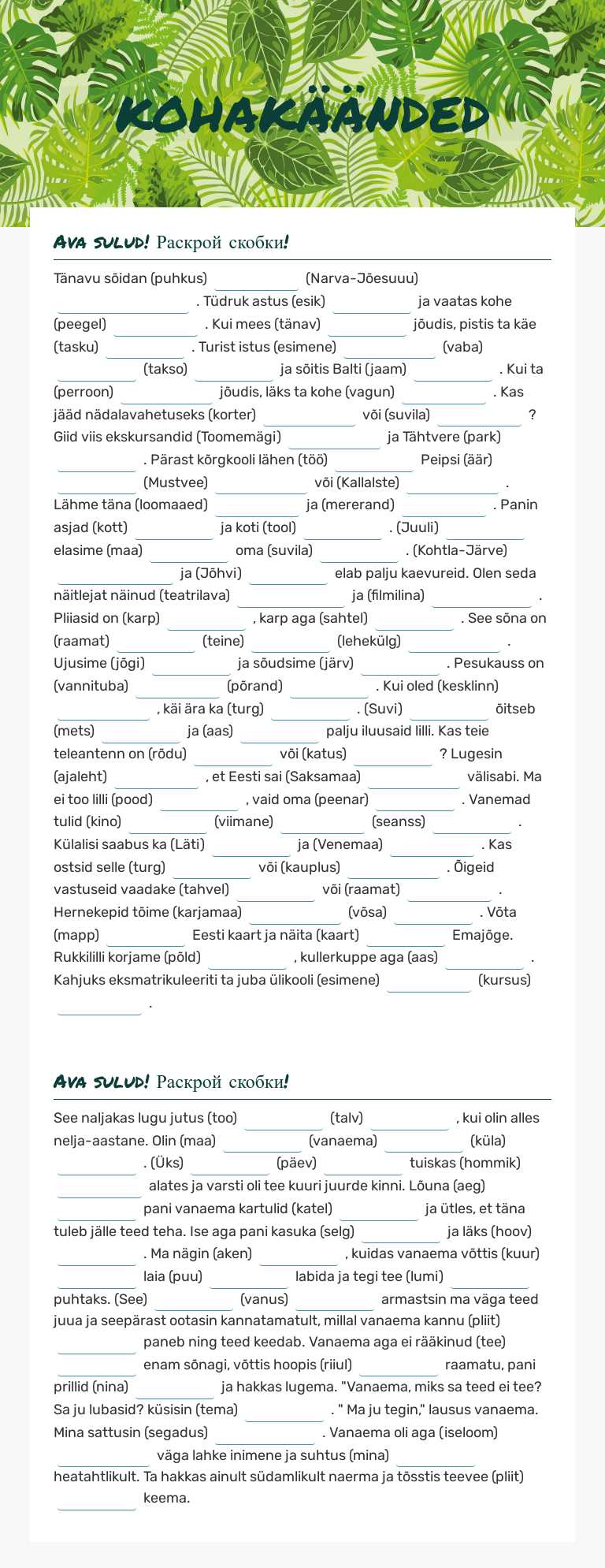 KOHAKÄÄNDED worksheet preview image