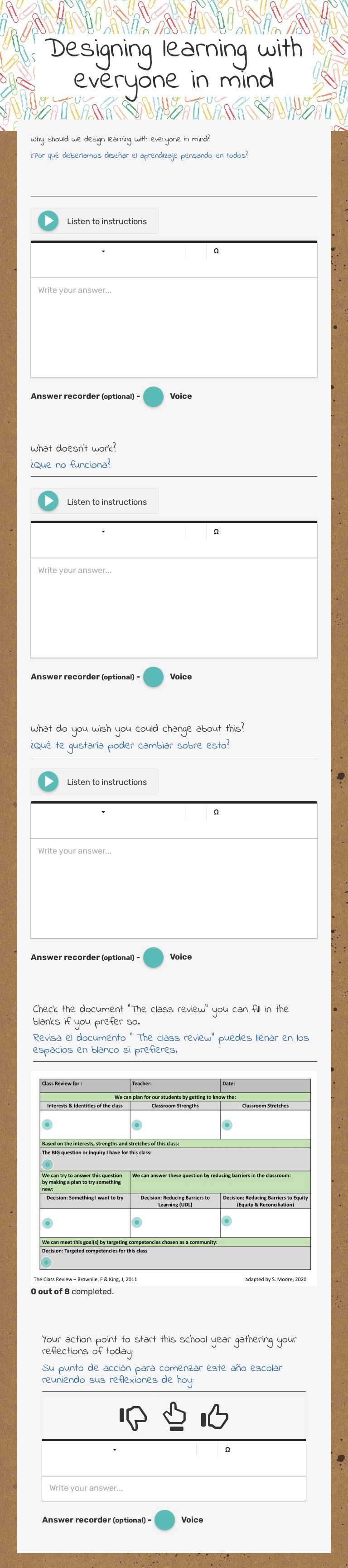 Designing learning with everyone in mind worksheet preview image