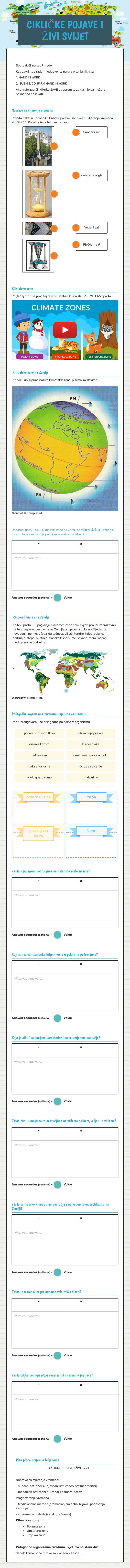 CIKLIČKE POJAVE I ŽIVI SVIJET worksheet preview image