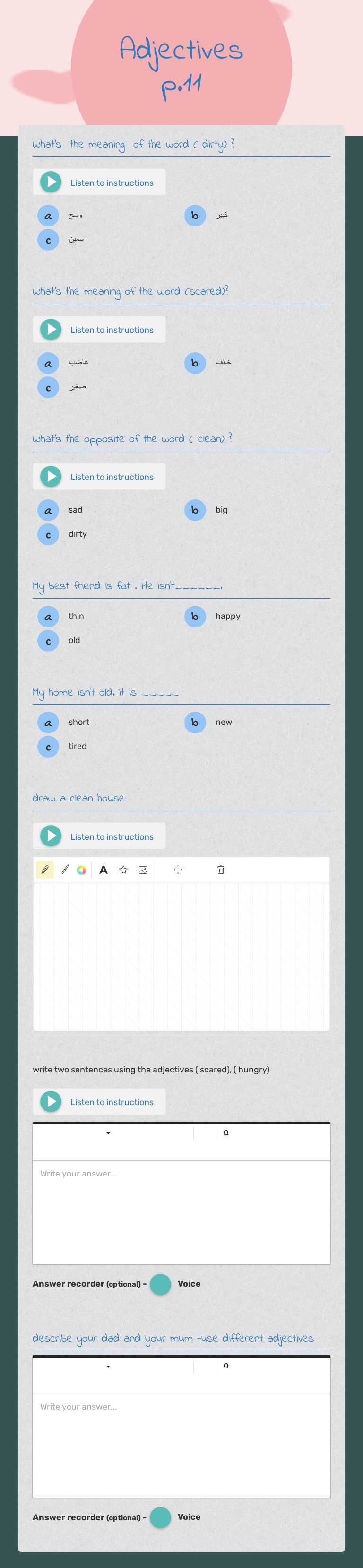 Adjectives
p.11 worksheet preview image
