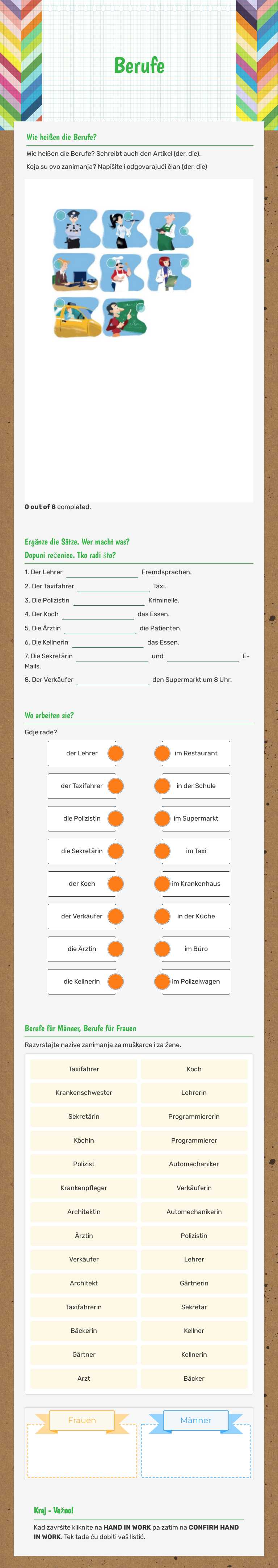 Berufe worksheet preview image