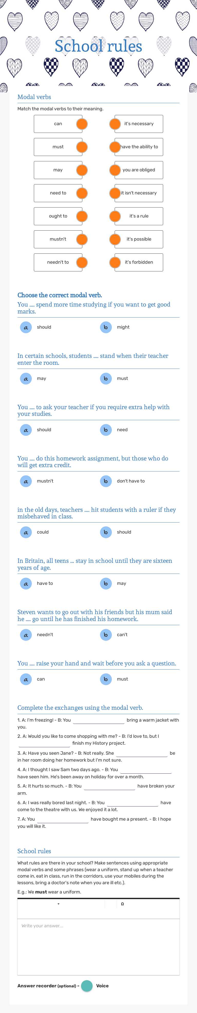 School rules Grade 8 worksheet preview