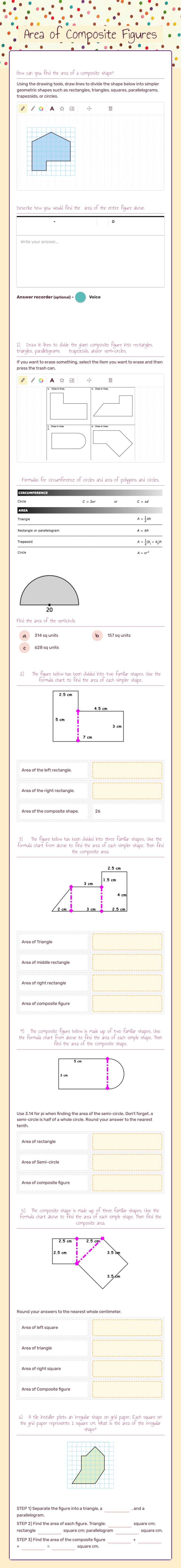 Area of Composite Figures worksheet preview image