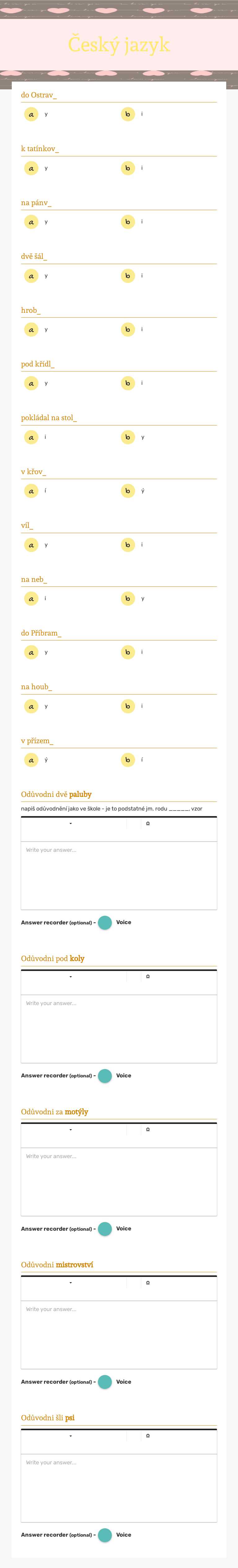 Český jazyk worksheet preview image