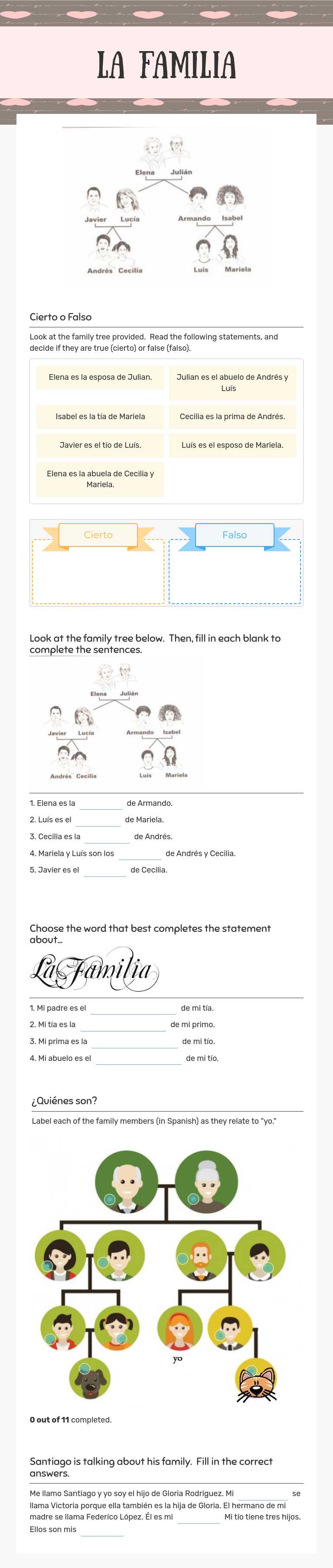 La familia worksheet preview image
