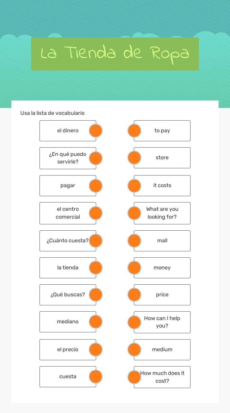 La Tienda de Ropa worksheet preview image