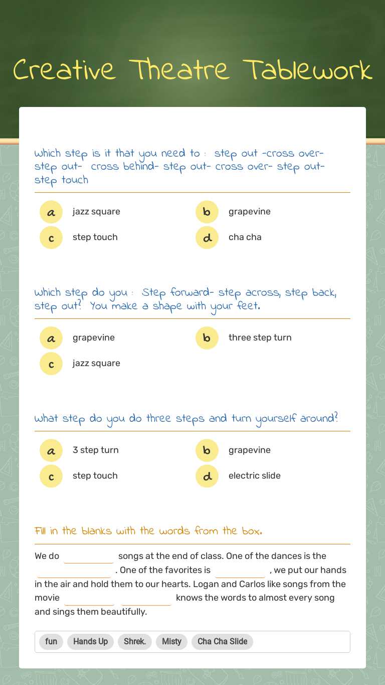Creative Theatre Tablework worksheet preview image