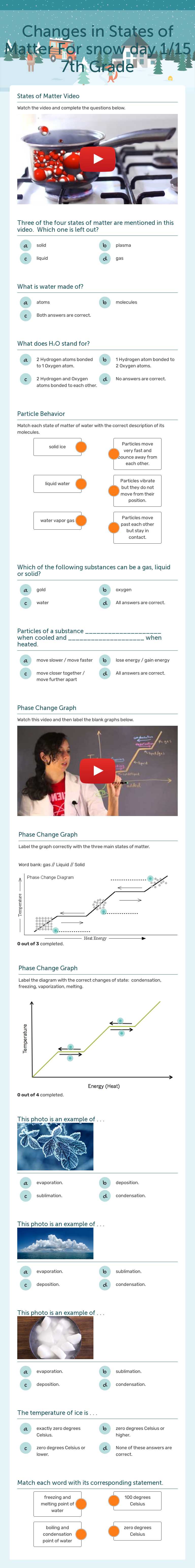 Changes in States of Matter
For snow day 1/15 7th Grade Grade 7 worksheet preview