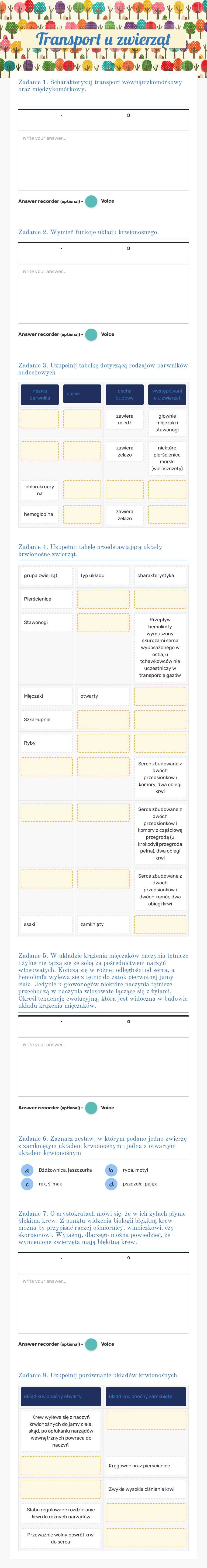 Transport u zwierząt worksheet preview image
