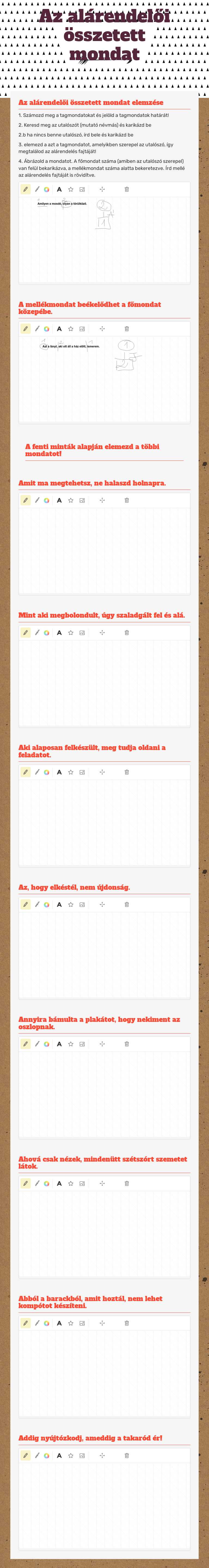 Az alárendelői összetett mondat worksheet preview image
