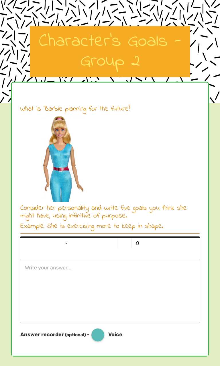 Character's Goals - Group 2 worksheet preview image