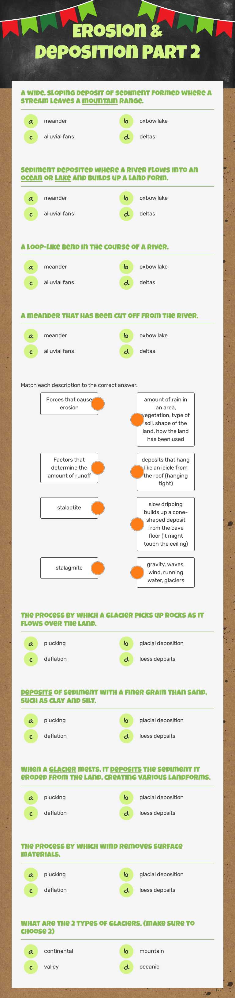 Erosion & Deposition Part 2 worksheet preview image