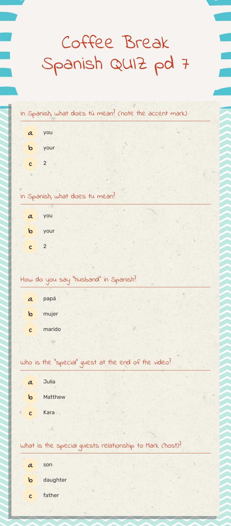 Coffee Break Spanish QUIZ
pd 7 worksheet preview image