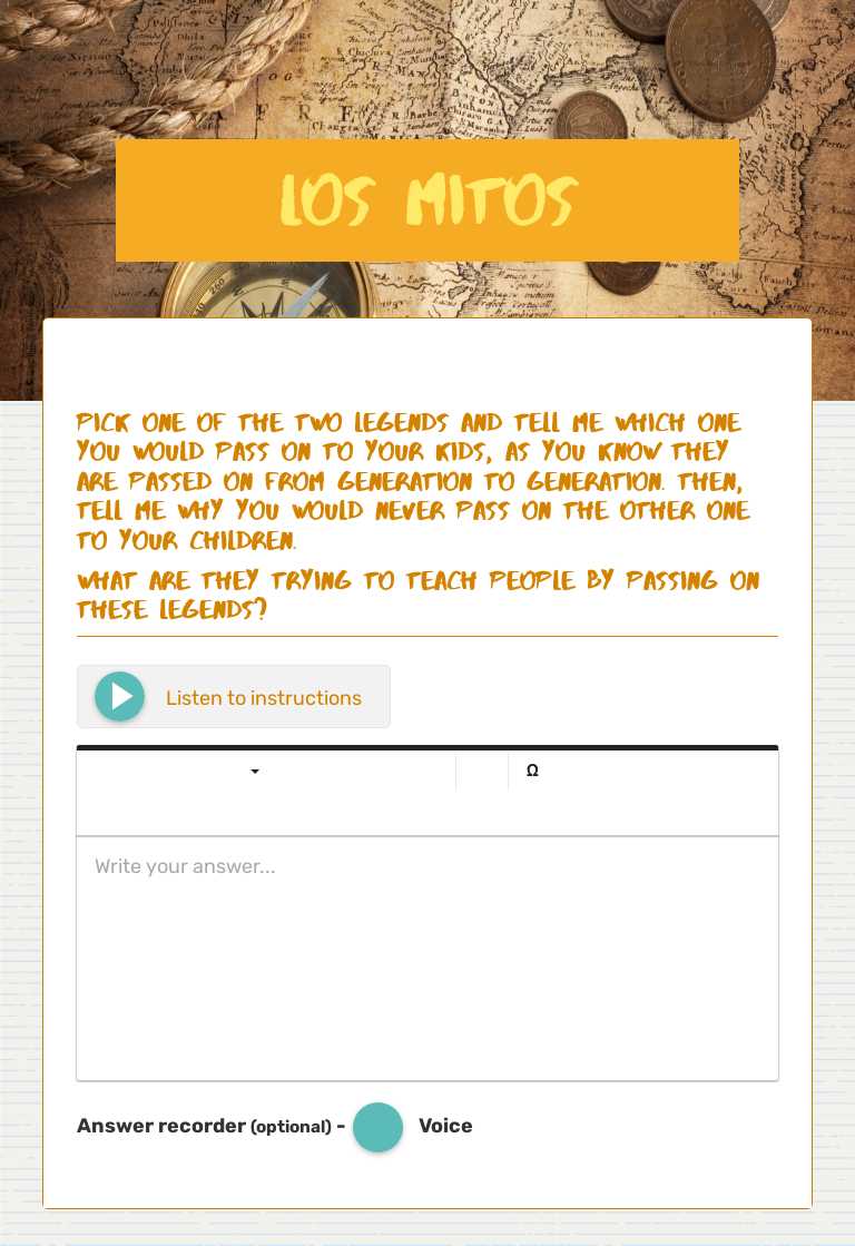 Los mitos worksheet preview image