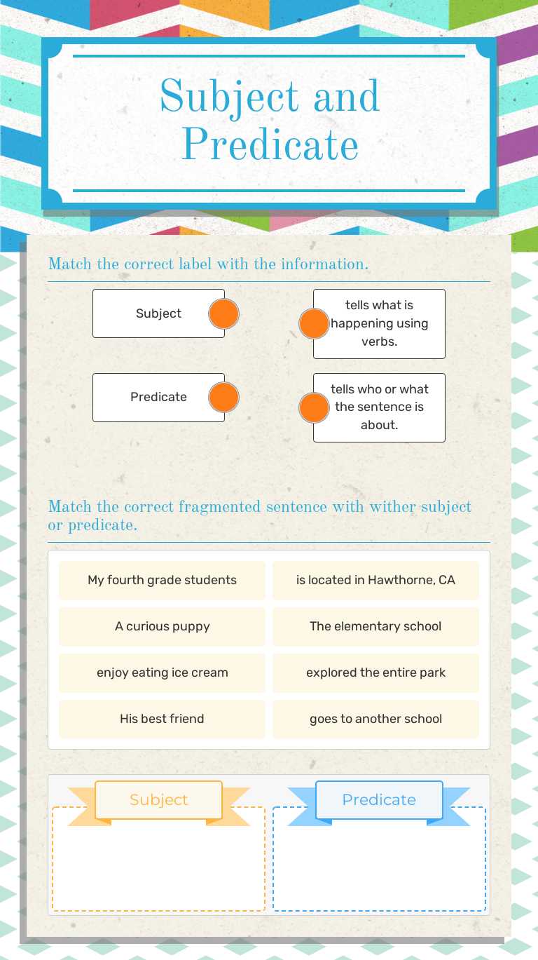 Subject and Predicate worksheet preview image
