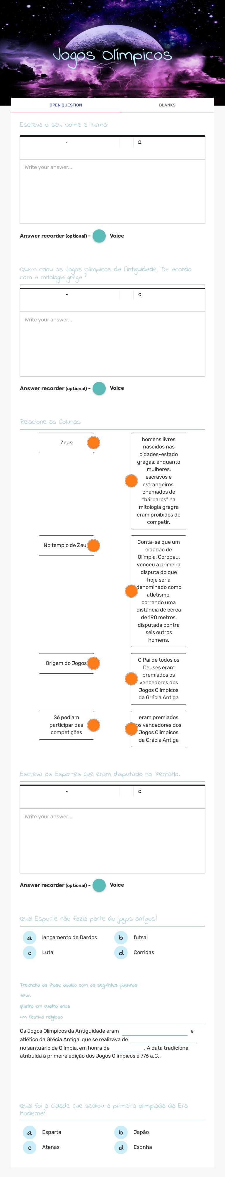 Jogos Olímpicos worksheet preview image