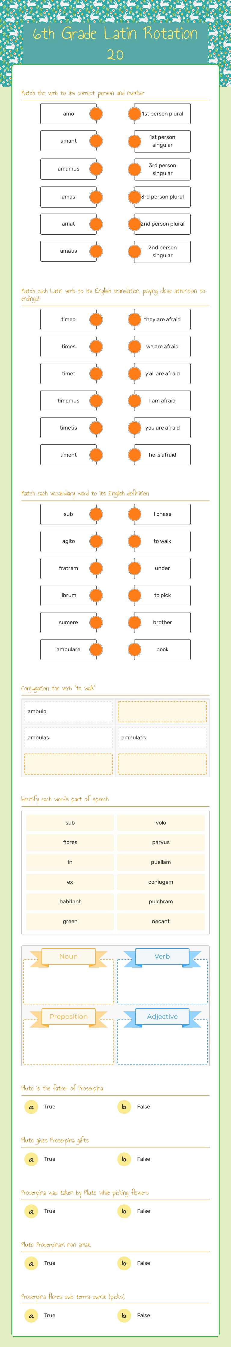 6th Grade Latin Rotation 21 worksheet preview image