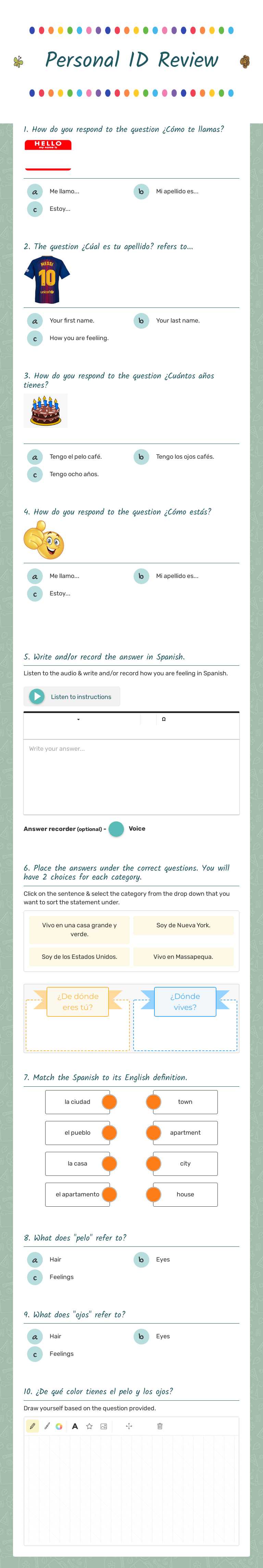 Personal ID Review worksheet preview image