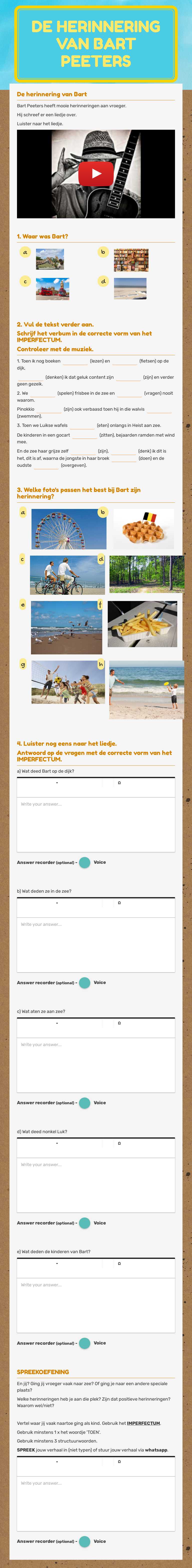 De herinnering van Bart Peeters worksheet preview image