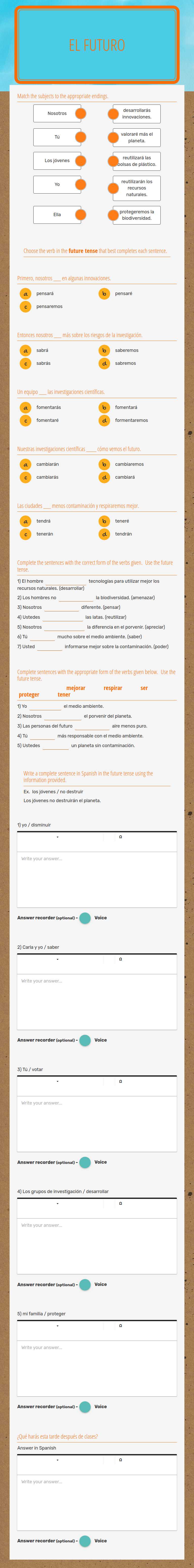 El 
futuro worksheet preview image