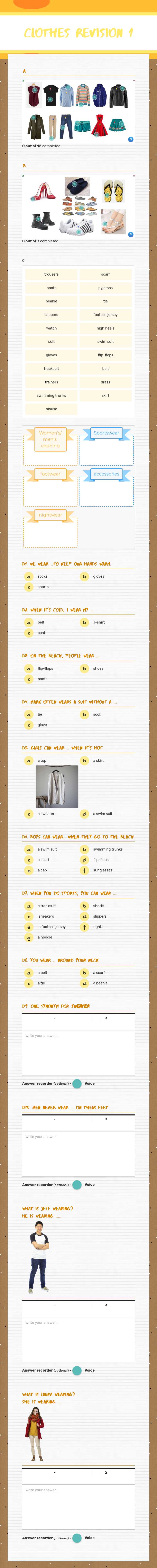 clothes revision 1 worksheet preview image