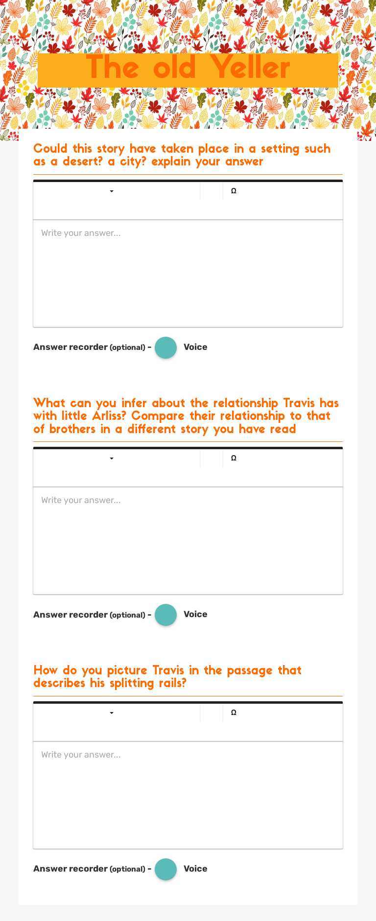 The old Yeller worksheet preview image