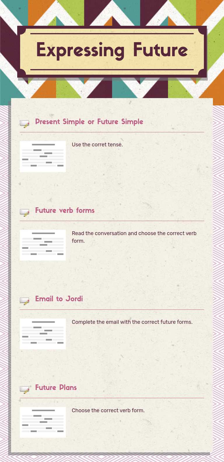 Expressing Future worksheet preview image