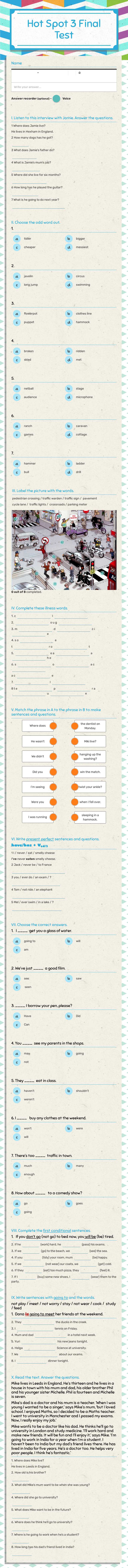 Hot Spot 3    Final Test worksheet preview image