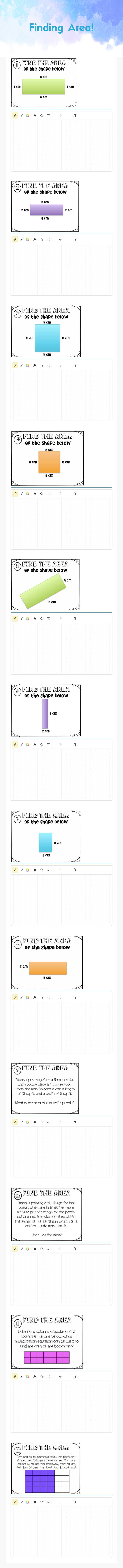 Finding Area! worksheet preview image