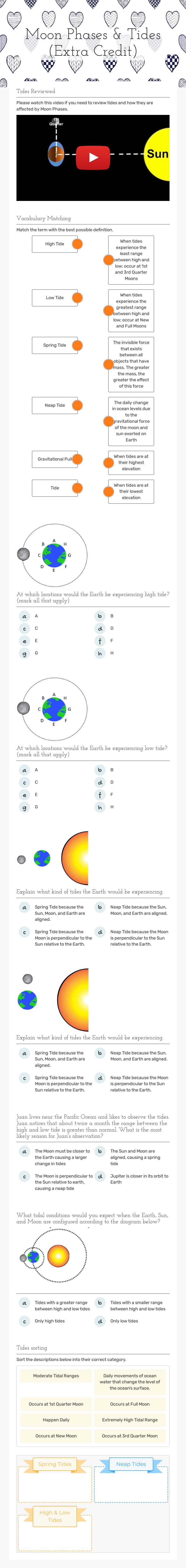 Moon Phases & Tides (Extra Credit) worksheet preview image