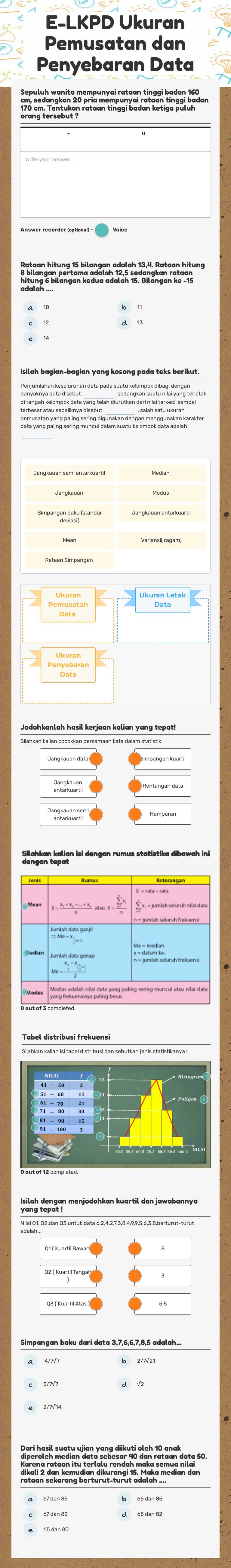 E-LKPD  Ukuran Pemusatan dan Penyebaran Data worksheet preview