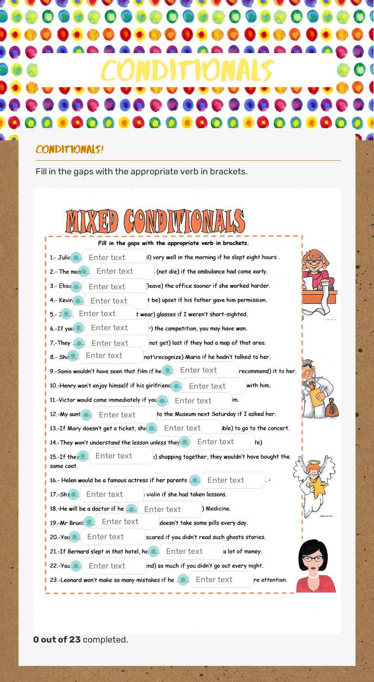 Conditionals worksheet preview image