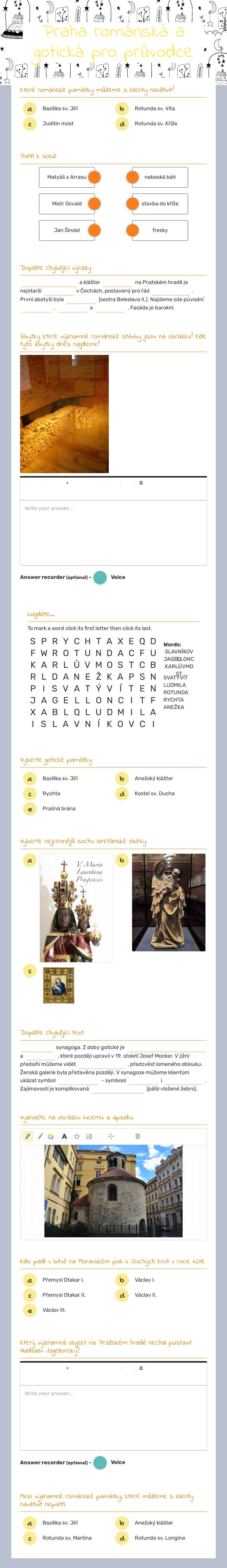 Praha románská a gotická pro průvodce worksheet preview