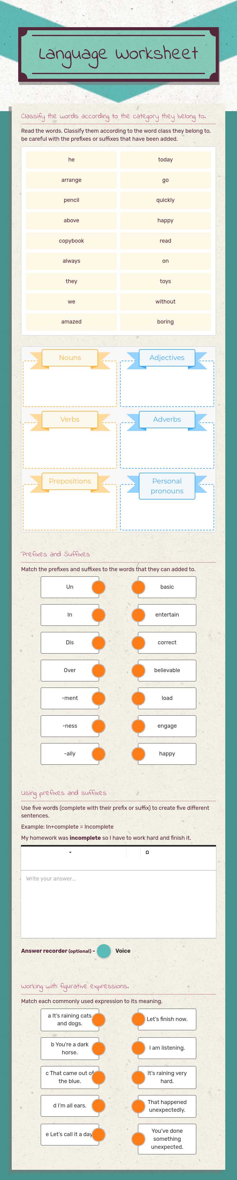 Language Worksheet worksheet preview image