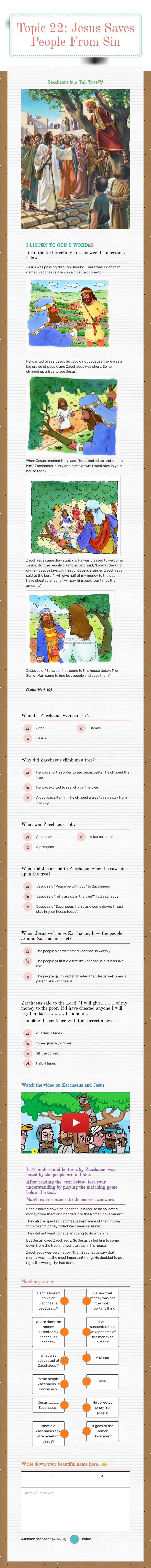 Topic 22: Jesus Saves People From Sin worksheet preview image