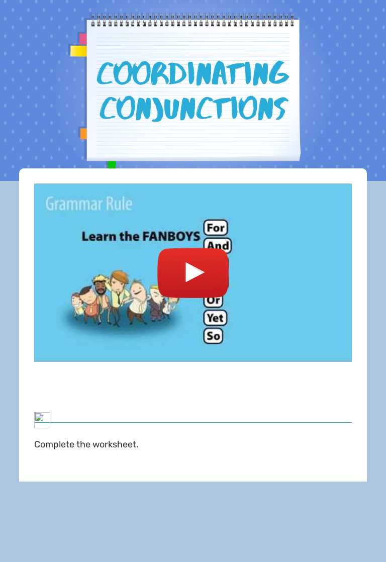 Coordinating Conjunctions worksheet preview image