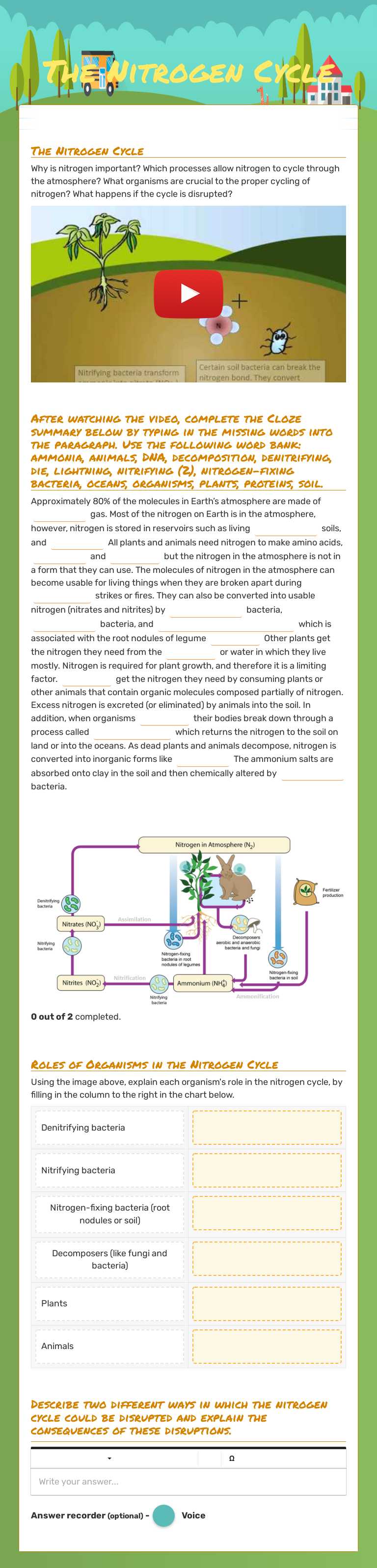 The Nitrogen Cycle Grade 9 worksheet preview