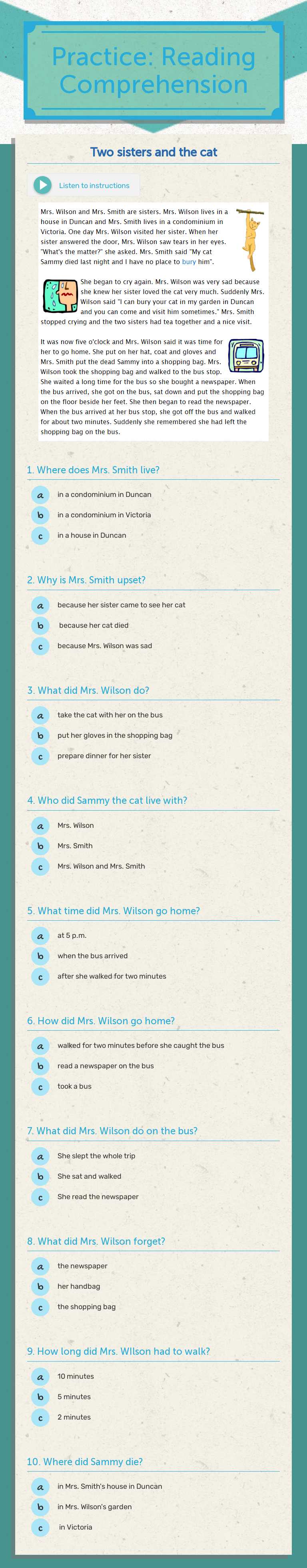 Practice: Reading Comprehension worksheet preview image