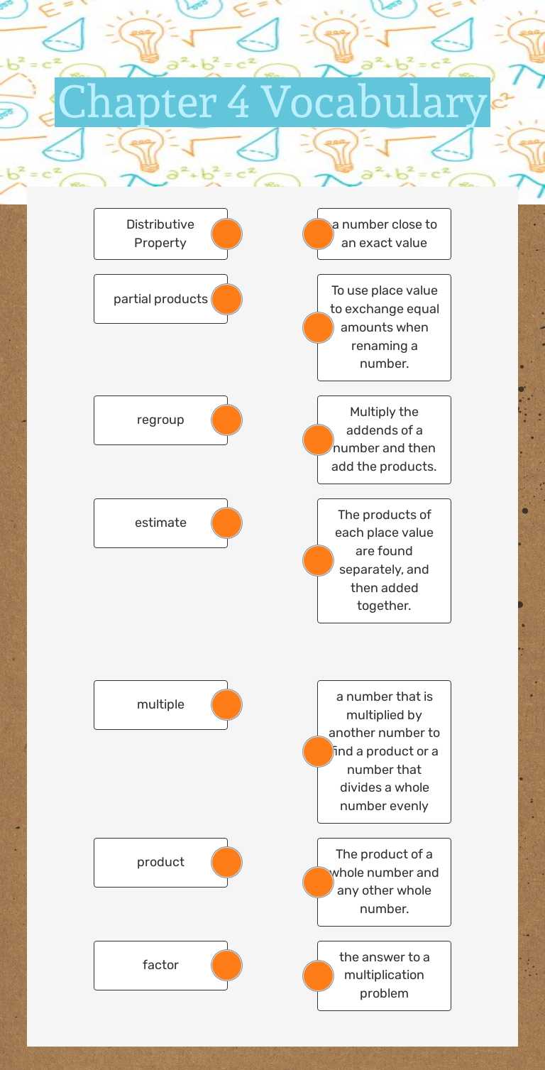 Chapter 4 Vocabulary Grade 4 worksheet preview